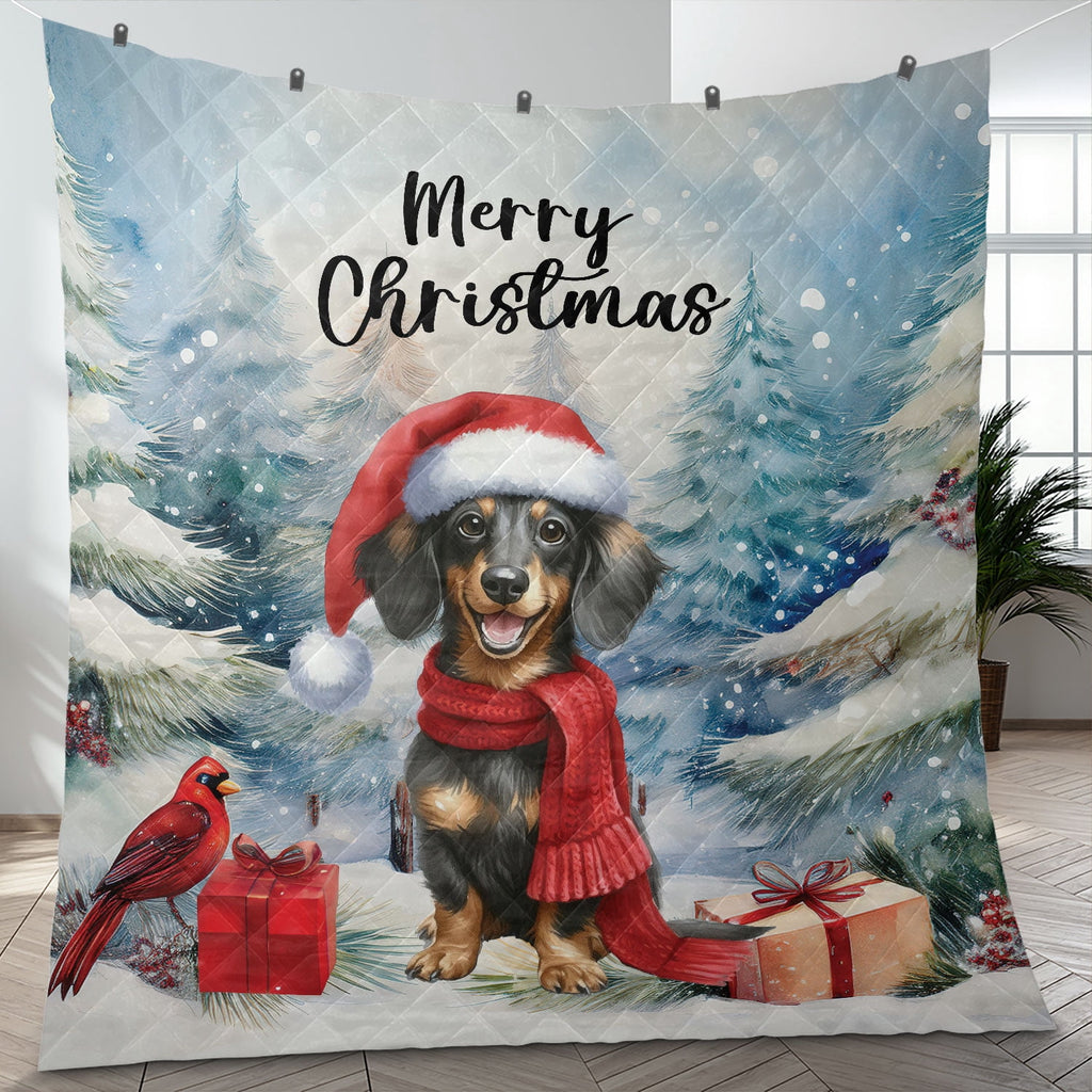 Merry Christmas French Bulldog Enjoys Woofmas Winter Xmas Holiday Quilt Bedding Set Dog Lover Gifts 1 Blanket Bed Cover 2 Pillowcases - 02022