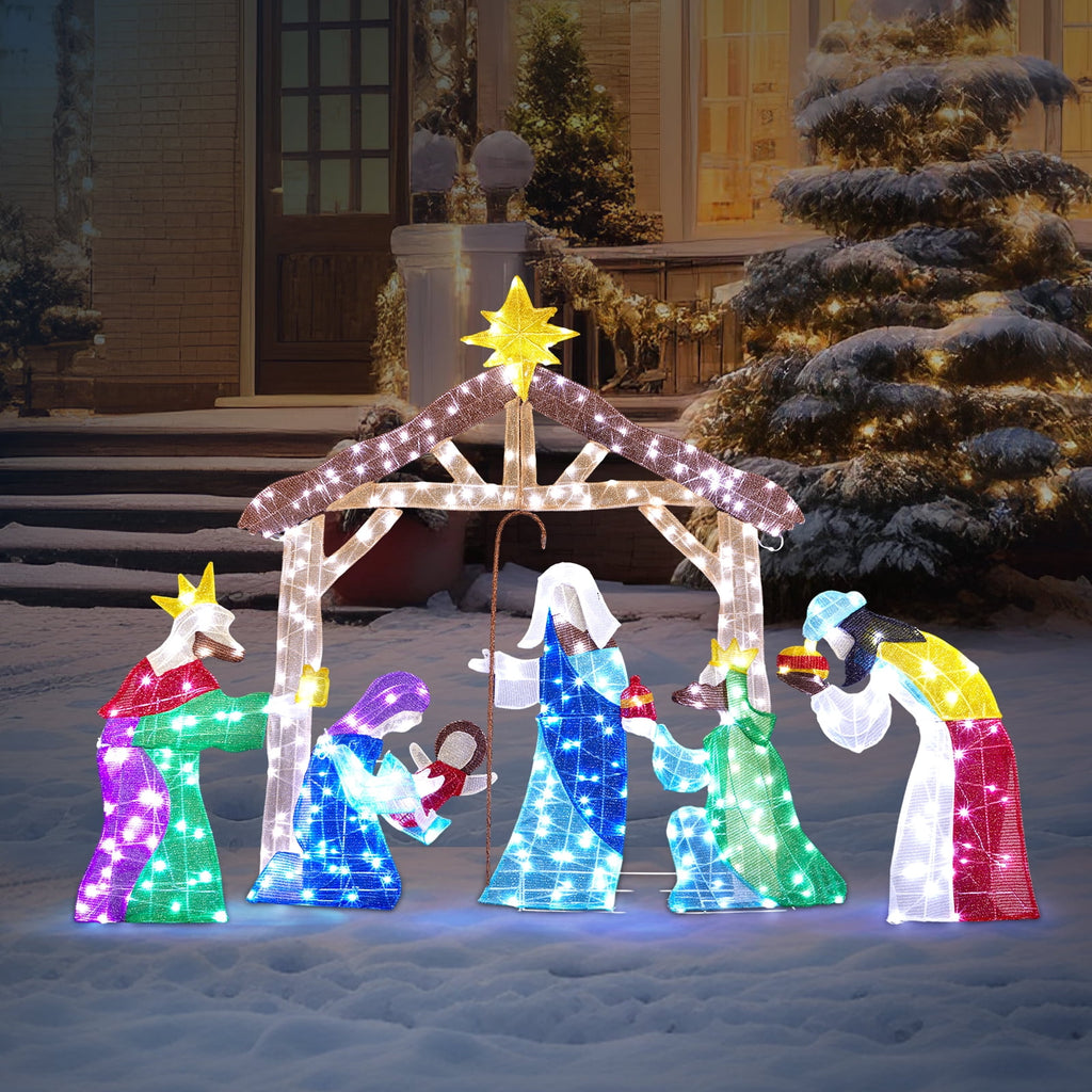 UBesGoo 5ft Light-Up Nativity Scene Decoration
