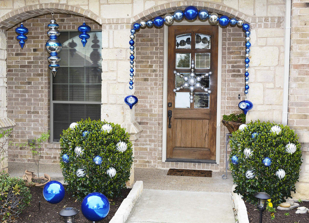 Christmas By Krebs Ornament, Large Commercial Grade Indoor and Outdoor Shatterproof Plastic, UV and Water Resistant Ball Ornament Decorations (Shiny Azure Blue, 12 inch (300mm))