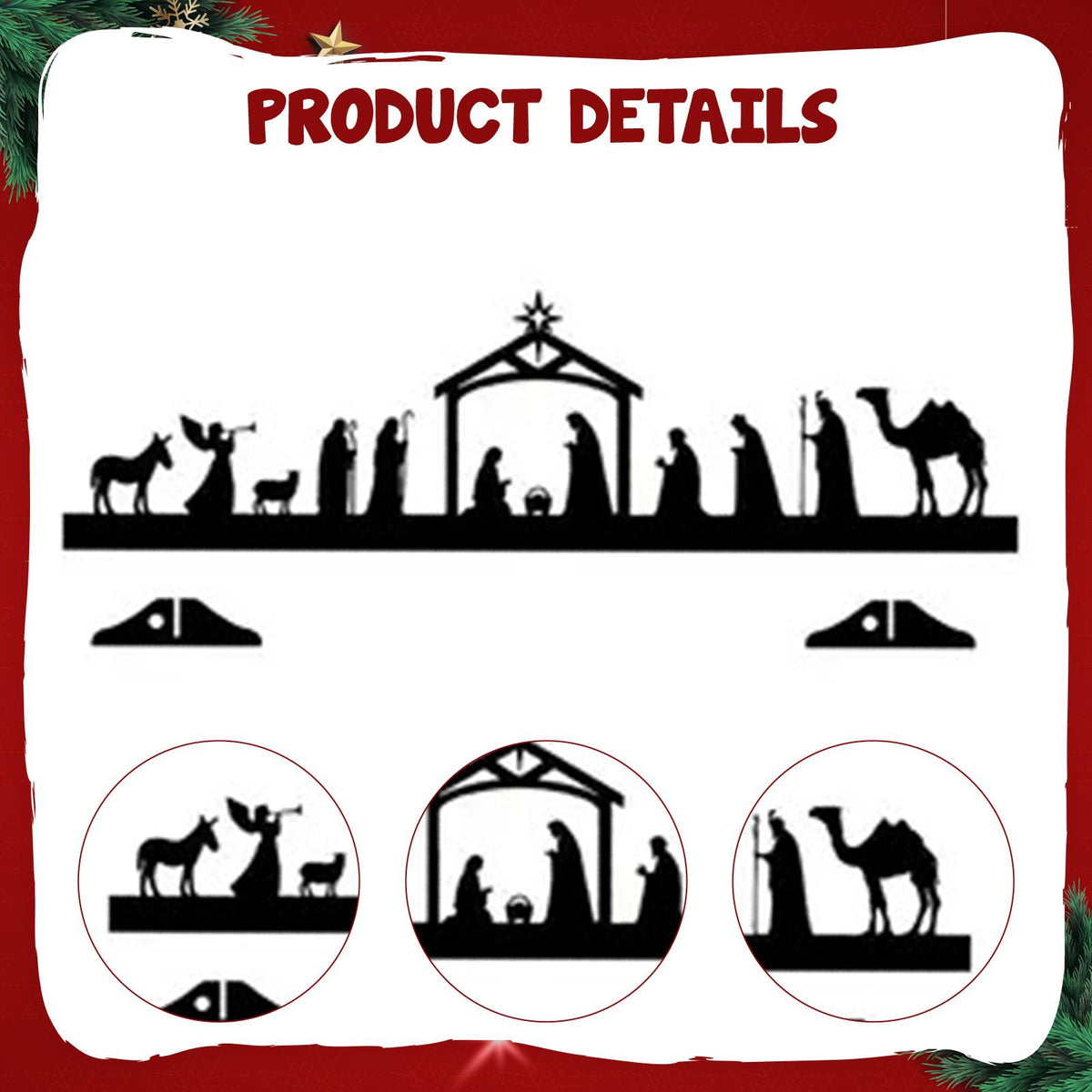FVDPWYE Baby Jesus Manger Ornament Decor Collection Iron Desk Figurine Novelty Manger Scene Jesus Nativity Scene for Home Living Room L