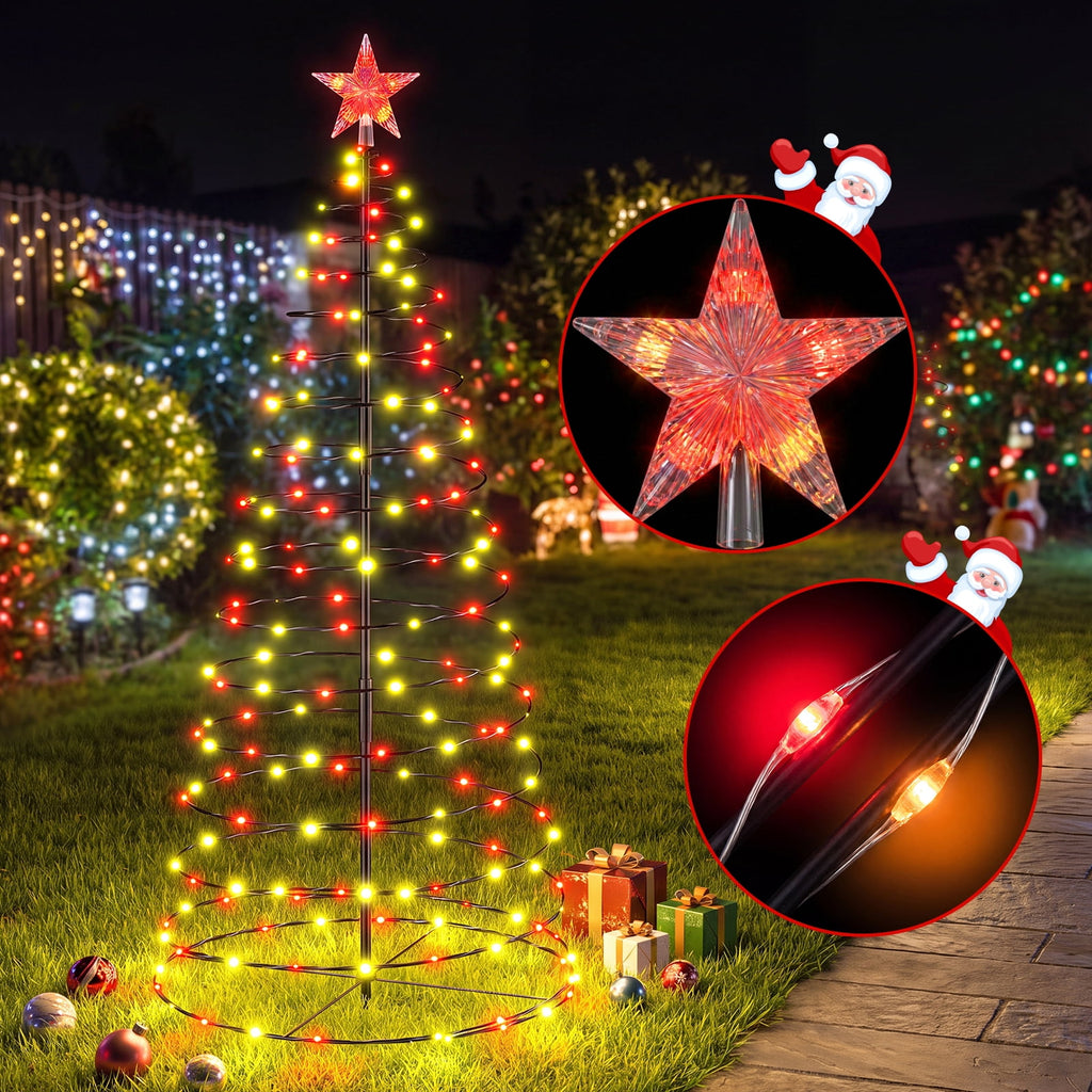 2 IN 1 Solar Christmas Lights C9 LED 33FT 25 LED with Ground Stakes Hanging Design Warm White Multicolor 8 Modes Waterproof for Garden Walkway Patio Christmas Decor