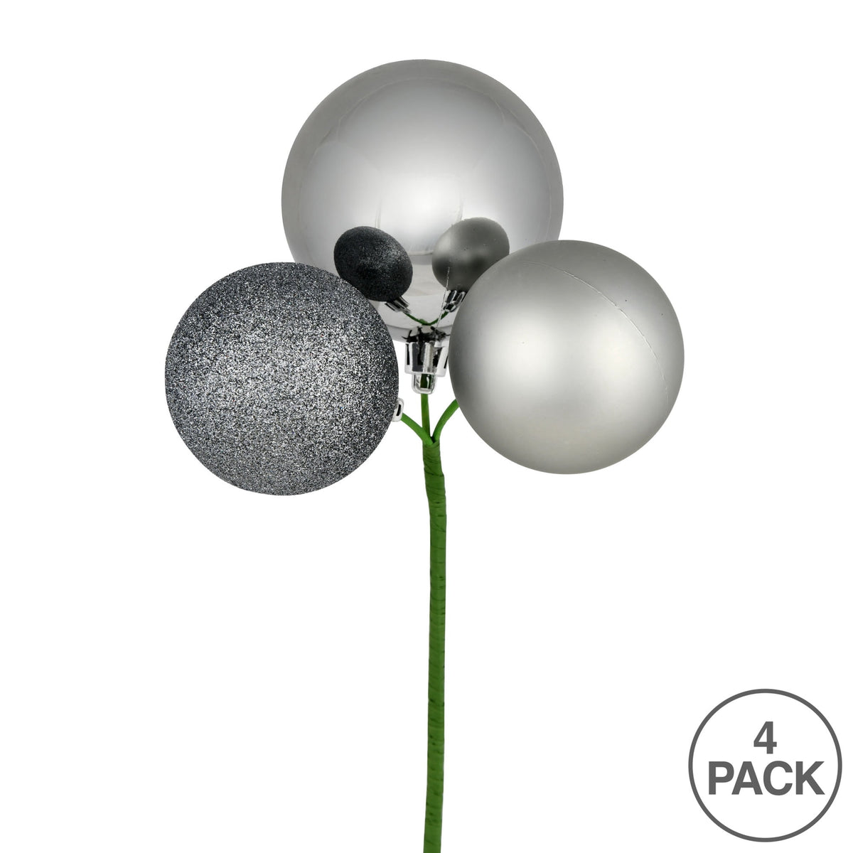 Vickerman 18" Coral Ball Ornament Christmas Pick, 4 per set