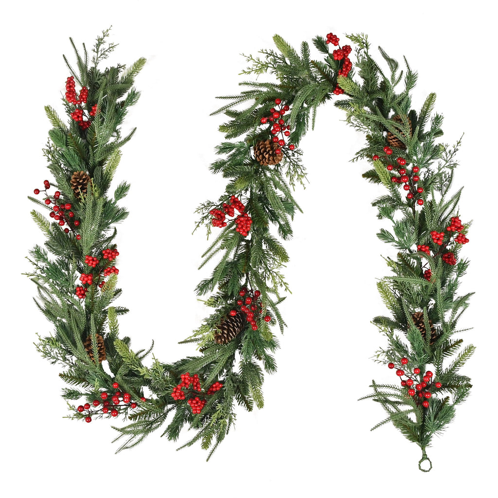 Fairfield Natural Feel Unlit Artificial Christmas Garland, Green, 9', by Holiday Time
