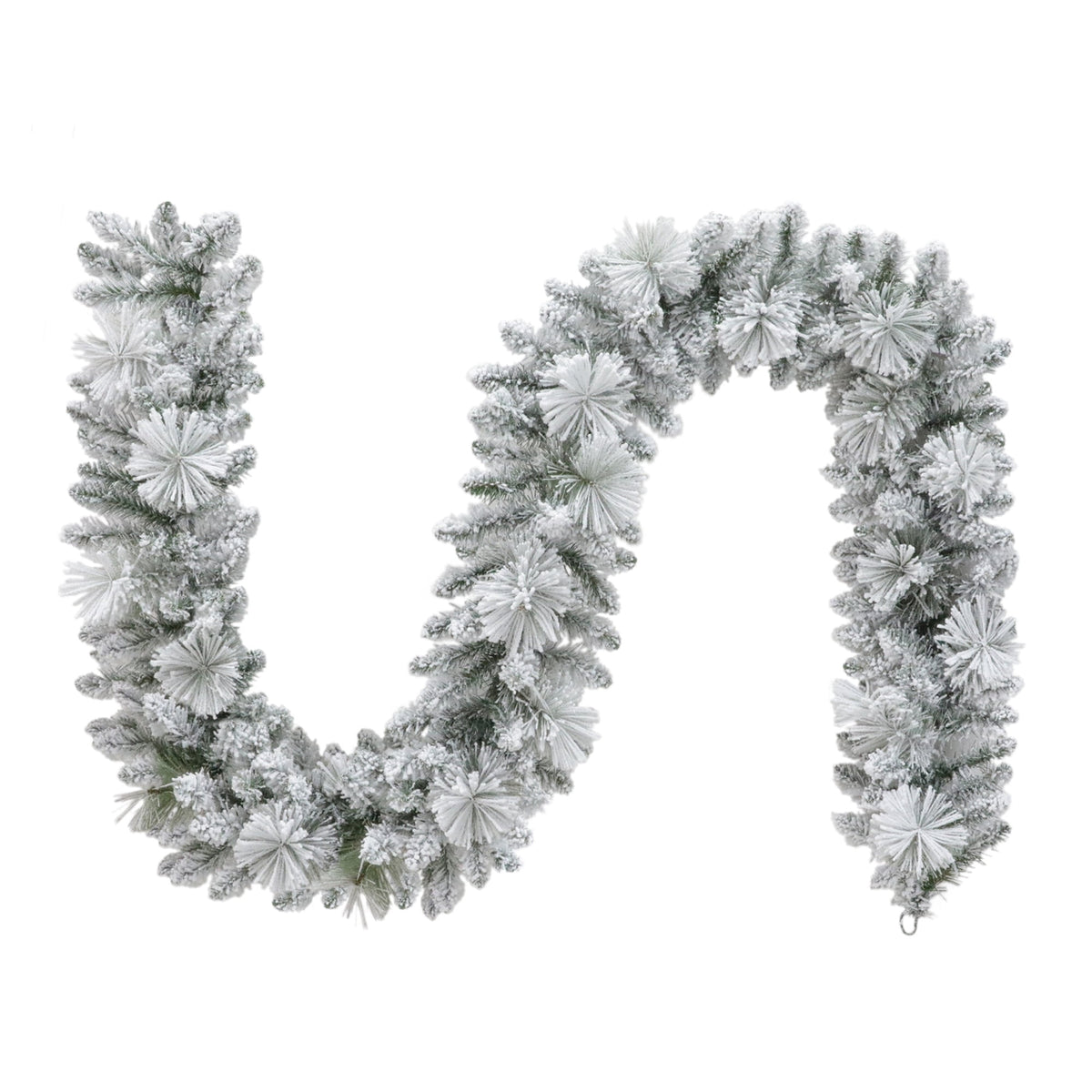 Snow-Flocked Winter Frost Unlit Artificial Christmas Garland, Green and White, 9', by Holiday Time