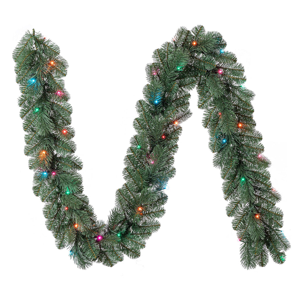 Valencia LumaDazzle Pre-Lit Color-Changing Twinkle LED Artificial Christmas Garland, Green, 9', by Holiday Time