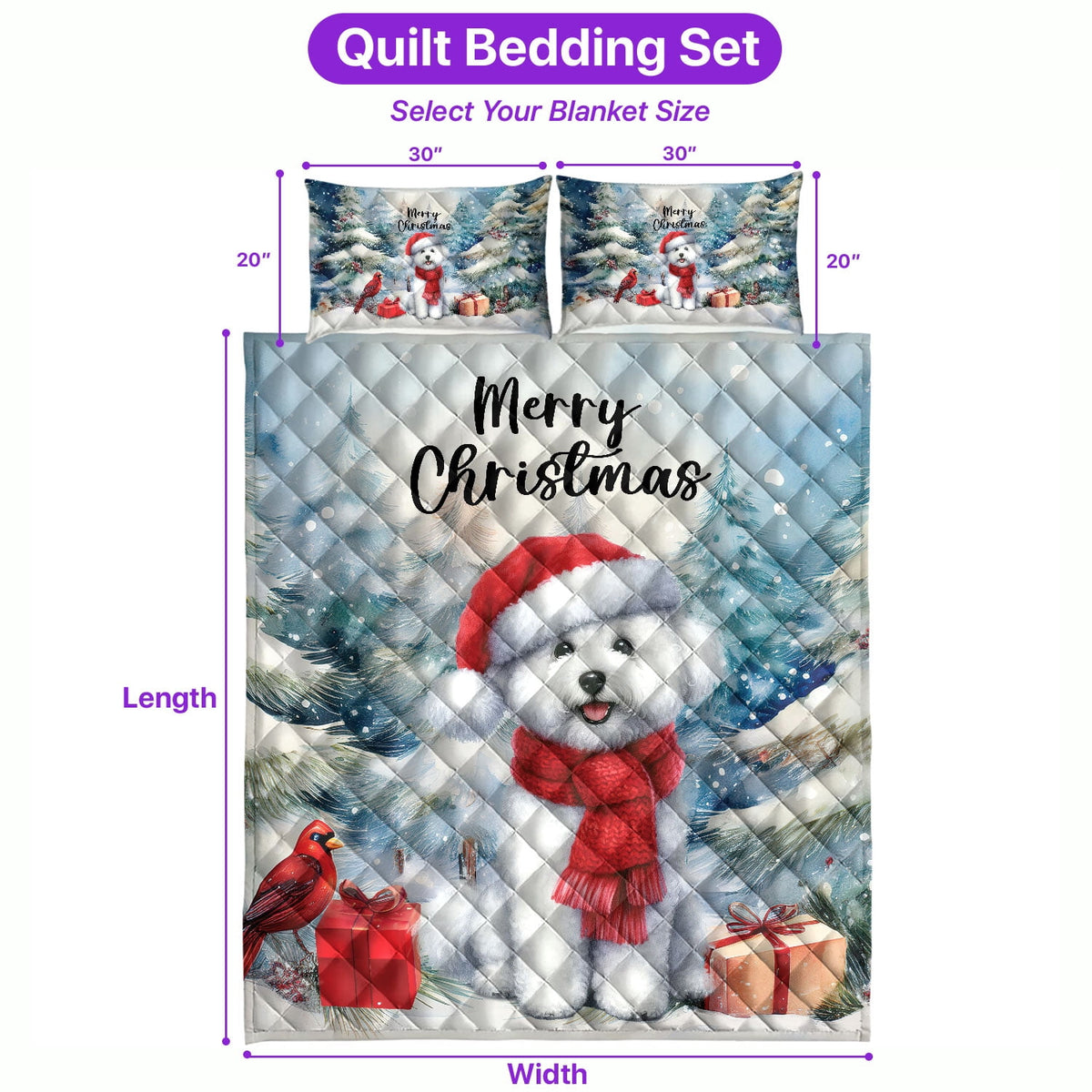 Merry Christmas French Bulldog Enjoys Woofmas Winter Xmas Holiday Quilt Bedding Set Dog Lover Gifts 1 Blanket Bed Cover 2 Pillowcases - 02022