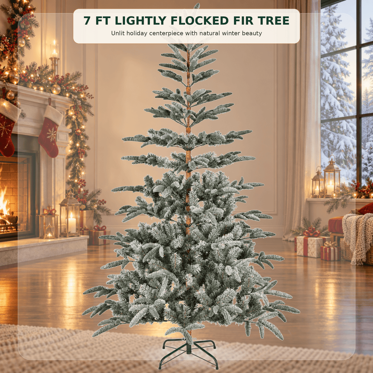 Fenbeli 7ft Unlit Aspen Fir Artificial Christmas Tree, Green