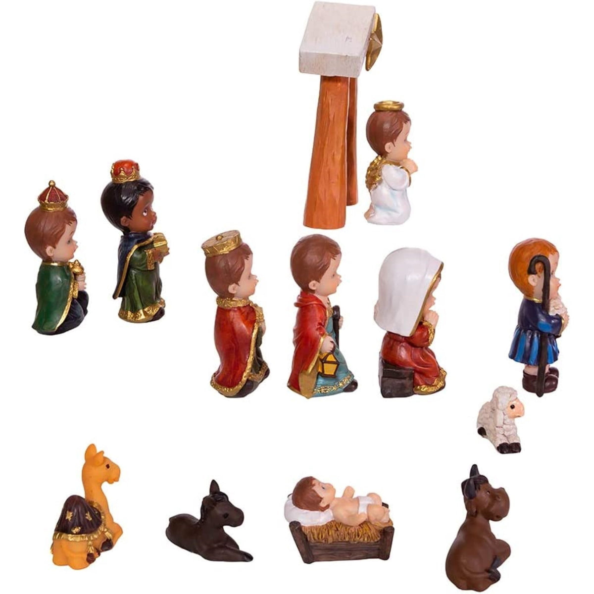 Kurt S. Adler Children's Nativity Set, 1.6-4.5 in Resin Multi, 13 Piece
