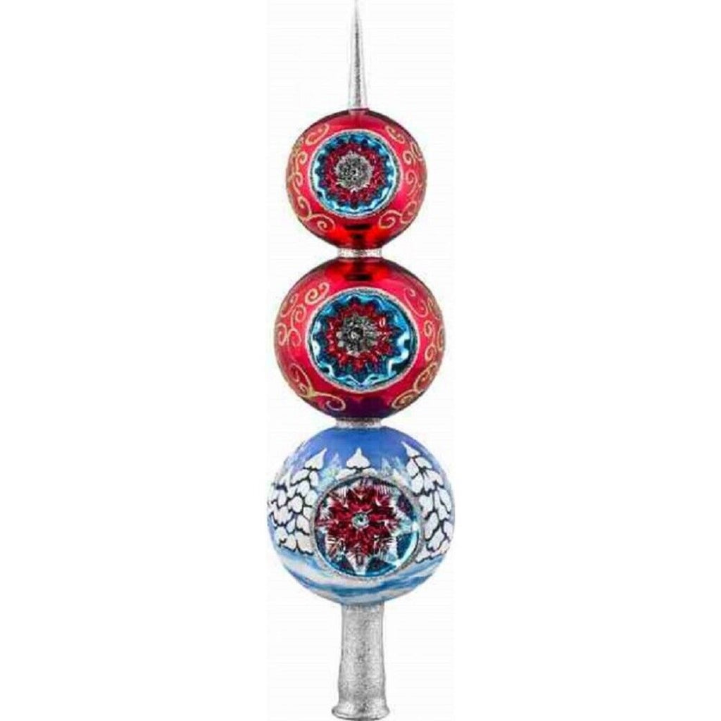 Woodlands Santa Finial Polish Glass Christmas Tree Topper