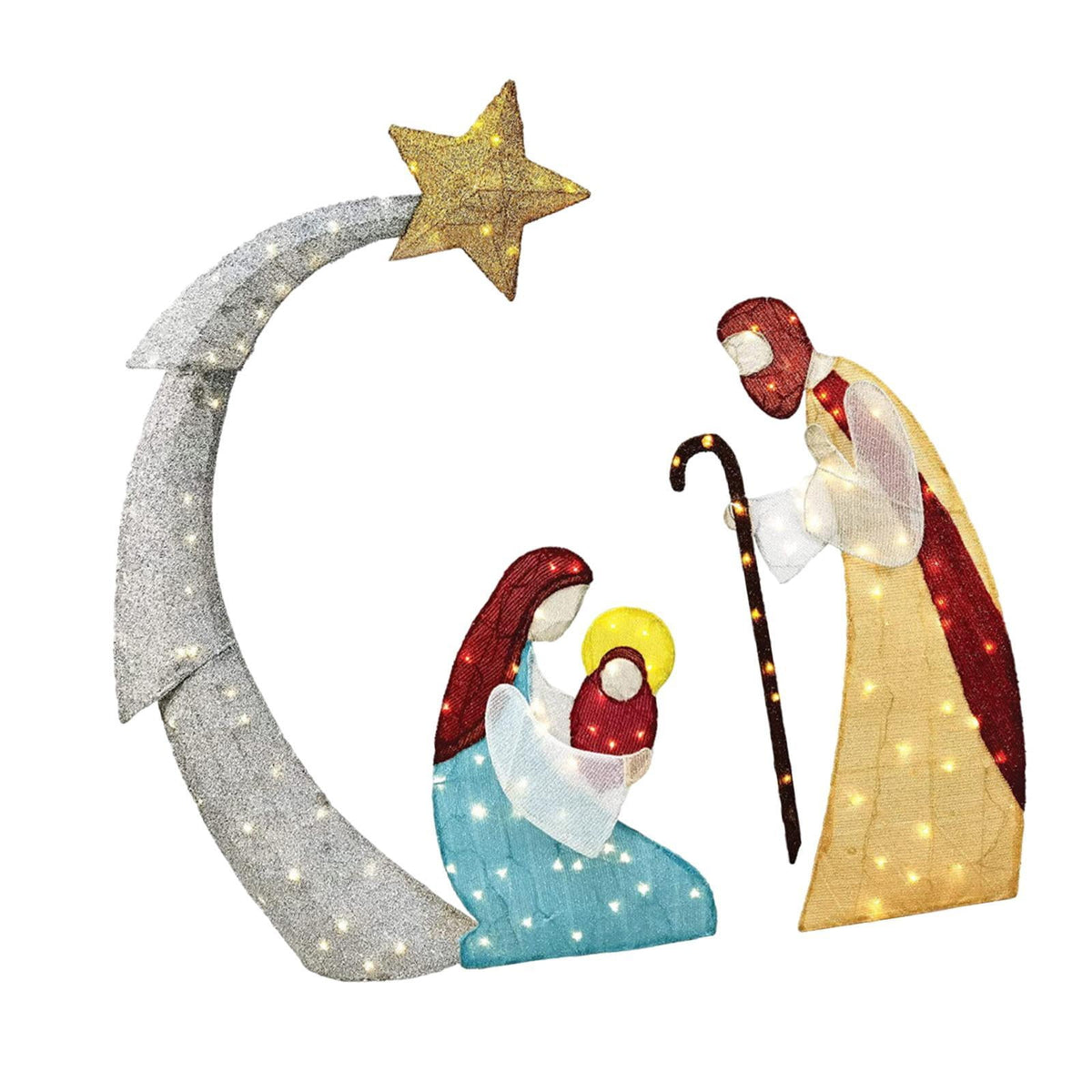 yotijay Christmas Nativity Scene Figurine Set Jesus Holy Family Statue Light up Birth of B