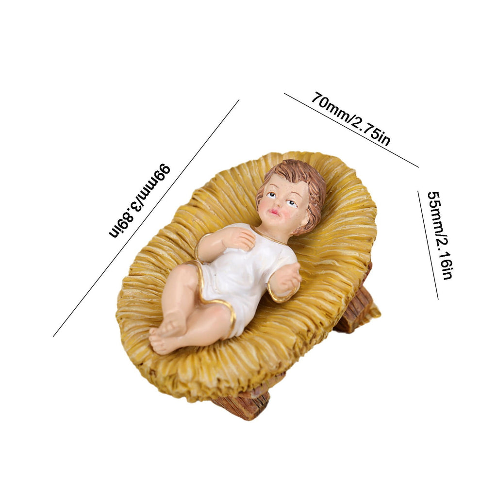 EWSFHUI Nativity Scene Ornament of Baby Jesus, Baby Jesus Christ in Manger Resin Figurines, Nativity Scene for Christmas Indoor -A