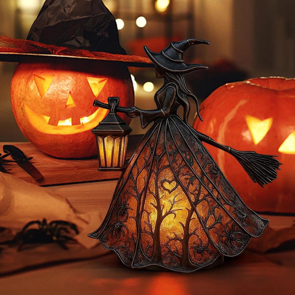 Halloween Witch Hat Lamp,Spooky Decorative Table Lamps,Indoor Holiday Party Atmosphere Lighting for Home,Porch,Tabletop Decor