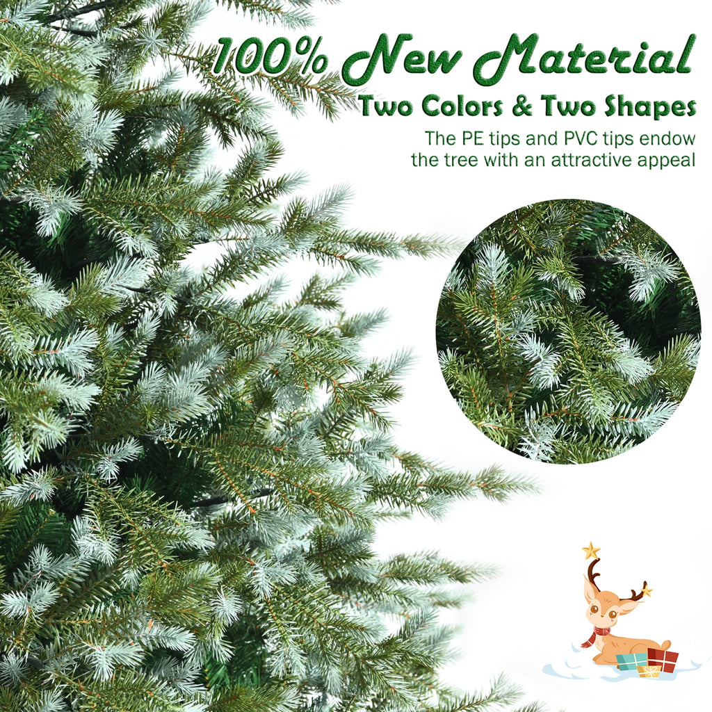 Gymax 7 Ft Artificial Christmas Tree Unlit Hinged Xmas Tree w/ Metal Stand