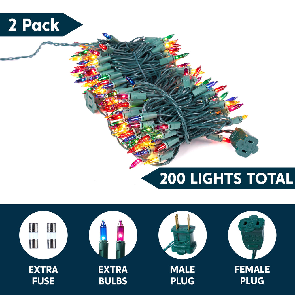 Joyfy Multicolor Christmas Lights,21.4ft 100 Count Multicolor Christmas String Lights,Connectable Green Wire Xmas Tree Lights for Indoor Outdoor Christmas Decorations Holiday Party Decor