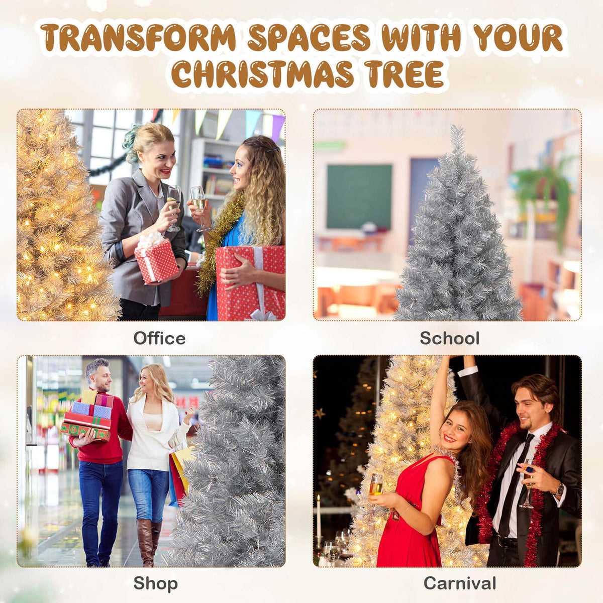 Costway 7 FT Christmas Tree Artificial Xmas Tree with 807 Branch Tips 400 LED Lights