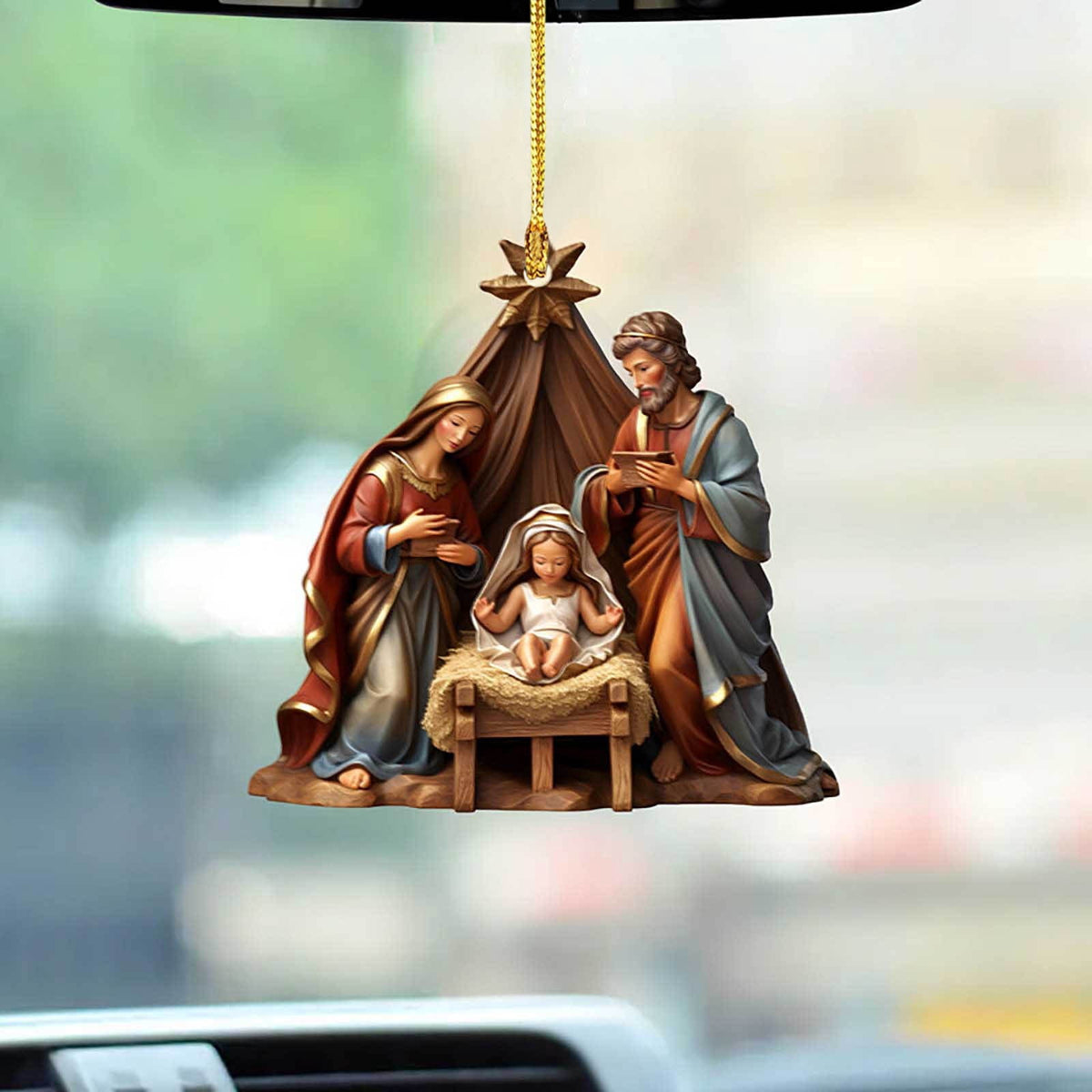 NSESSHome Nativity Scene Ornaments for Christmas Tree, Flat Gifts Boxed Keepsake, Nativity Set Indoor, The Birth of Jesus Decor, Religious Gifts for Christian and Family