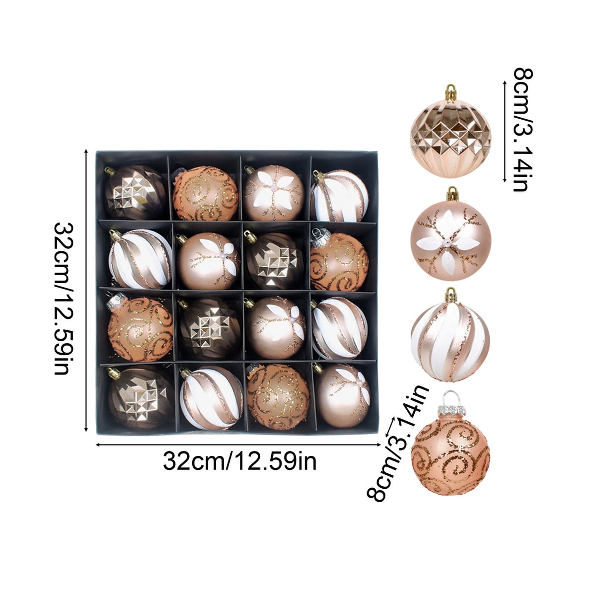 Gaecuw 16 Pack Blue Painted Odd Shaped Christmas Baubles, Luxury Style Ornaments Set for Xmas Tree Wreath Mantel REFINEMENT Decor