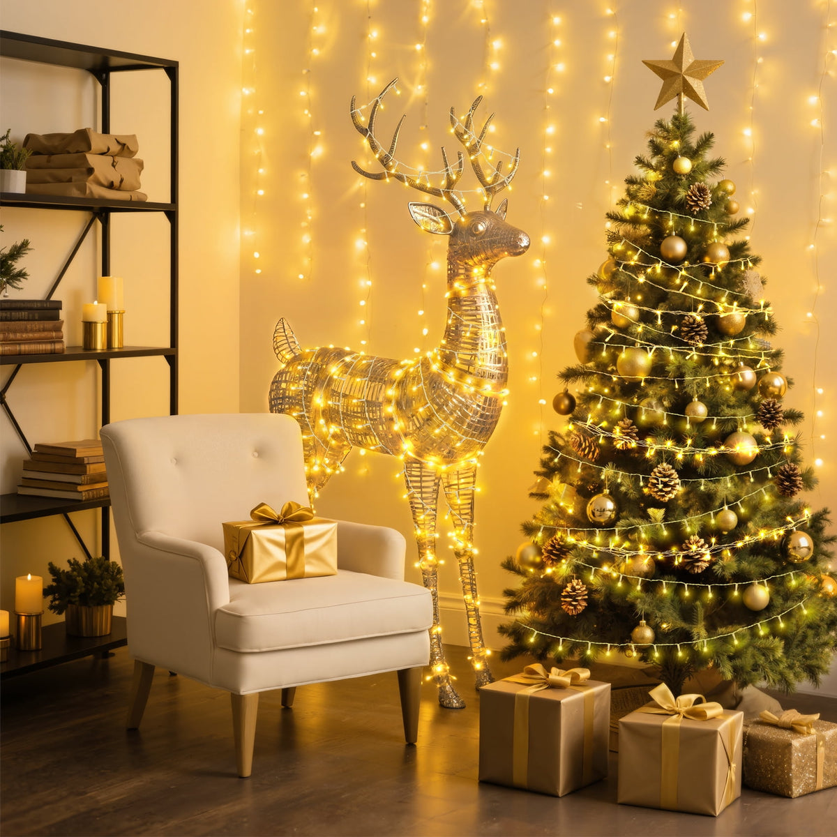 Scidweet Christmas String Lights, 196 FT 600 LED Twinkle Fairy Christmas Light with Remote for Indoor Outdoor Home Holiday Xmas Tree Decor, Warm Yellow