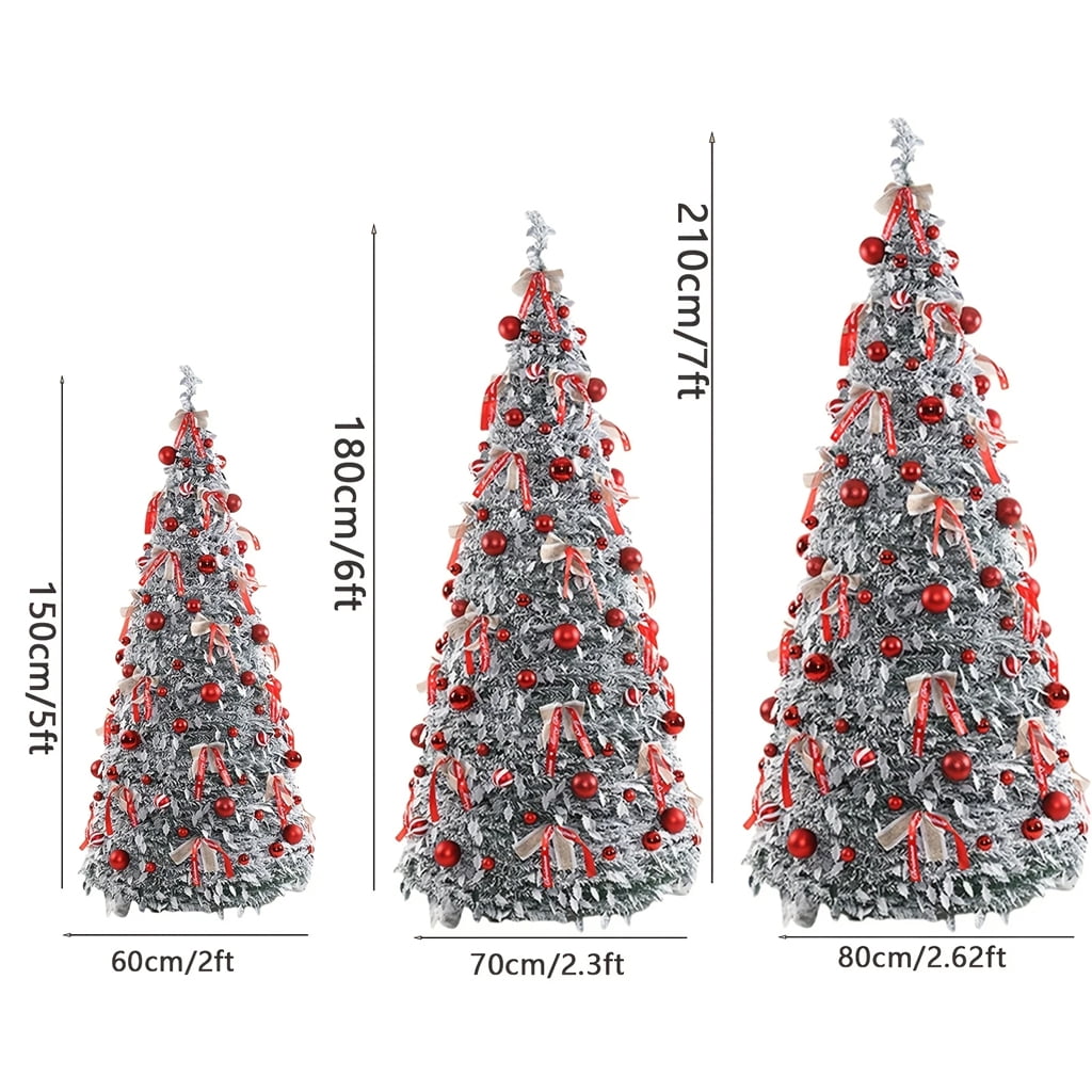 6 Ft Pre Lit Pop Up Christmas Tree with 200 Lights, Pre Decorated Artificial Green Xmas Tree with Ornaments, Easy Setup & Foldable for Storage