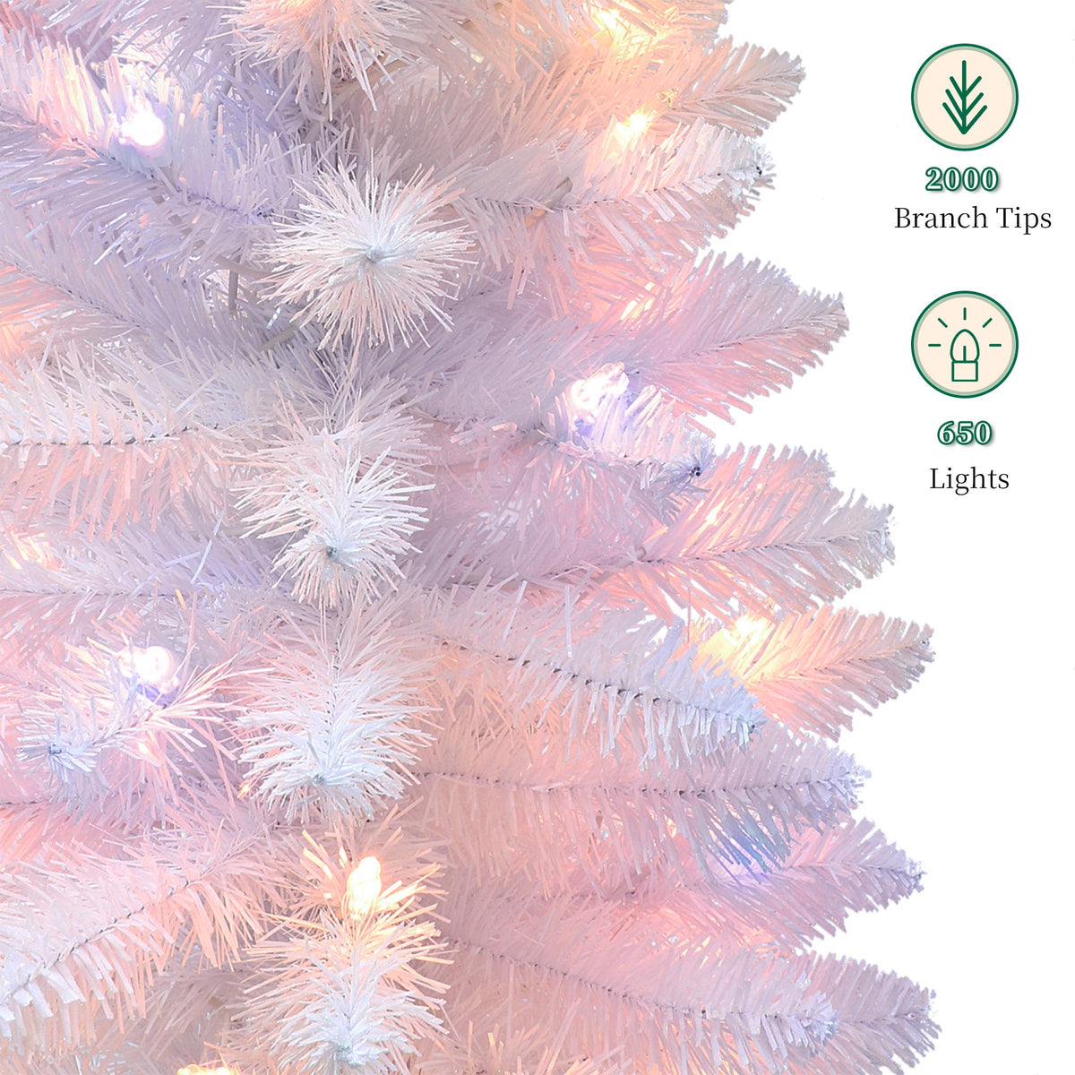 Yexmas Pre-Lit Artificial Christmas Tree,6ft White Christmas Tree with 300 Warm White & Multicolor Lights,Xmas Tree for Home, Holiday Party Decorations