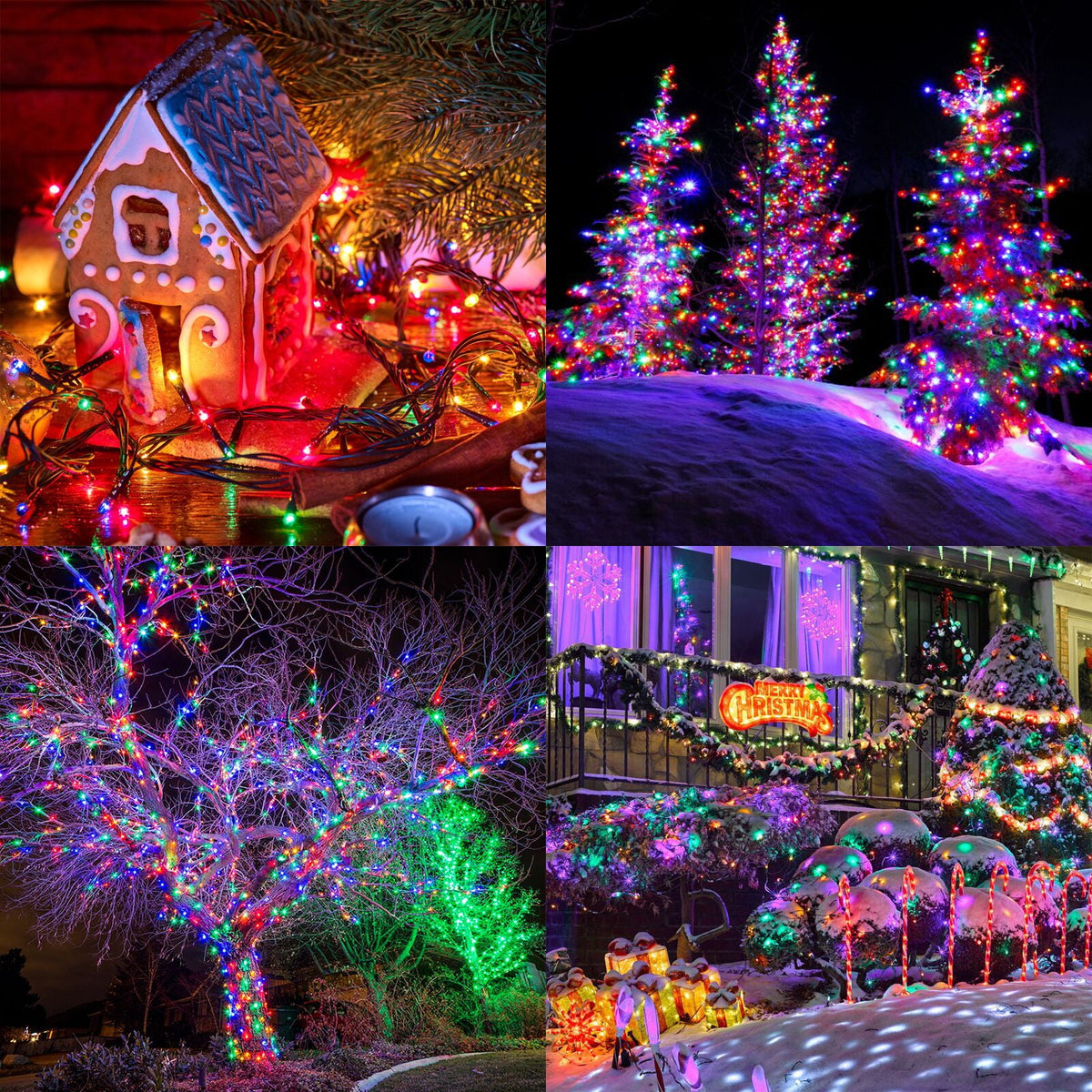 Christmas Lights Multicolor, Toodour 82ft 200 LED Christmas String Lights with 8 Modes, Timer, Connectable Plug in Christmas Outdoor Indoor Lights for Home, Garden, Party, Christmas Tree Decor