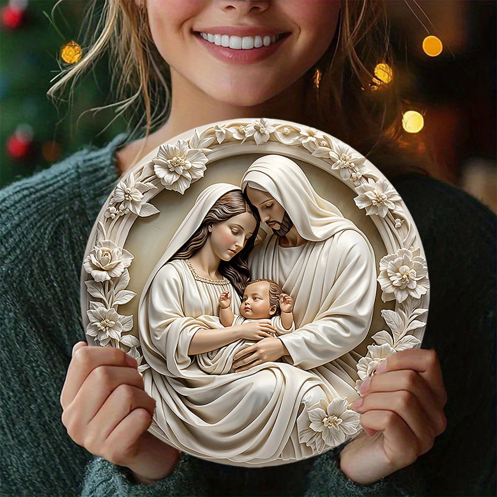 AuroraX Vintage Nativity Scene Sets for Christmas Decor,The Birth of Jesus Wooden Hanging Ornament Holiday Indoor Xmas Decor