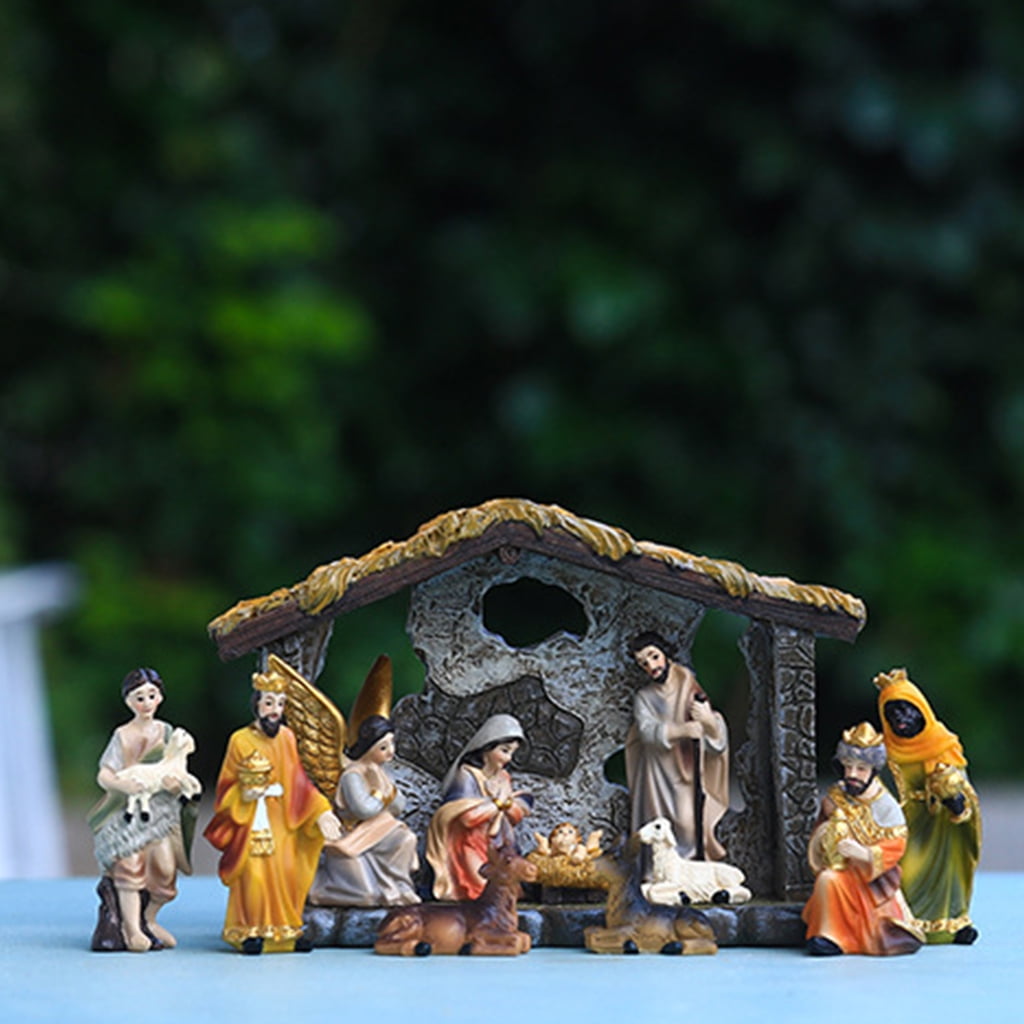 HeroNeo Christmas Nativity Figurine Set Jesus Nativity Manger Scene Kit Ornament