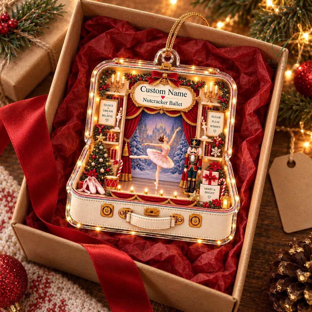 Personalized Nutcracker Ballet Acrylic Christmas Ornament for Dance Recital Gift