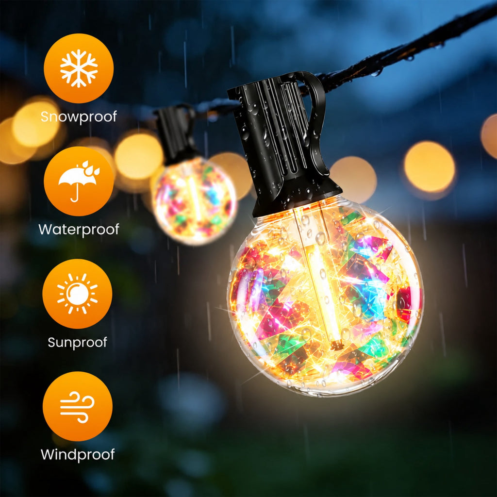 PHOPOLLO Outdoor String Lights 50ft G40, 20+1 LED Bulbs E12 Shatterproof, Waterproof Hanging Globe Lights for Patio, Garden, Christmas