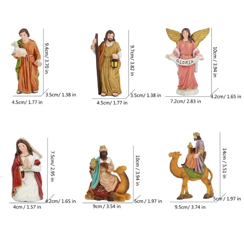 ANXPTIME Christmas Nativity Figurines Resin Manger Holy Family Nativity Scene Statue