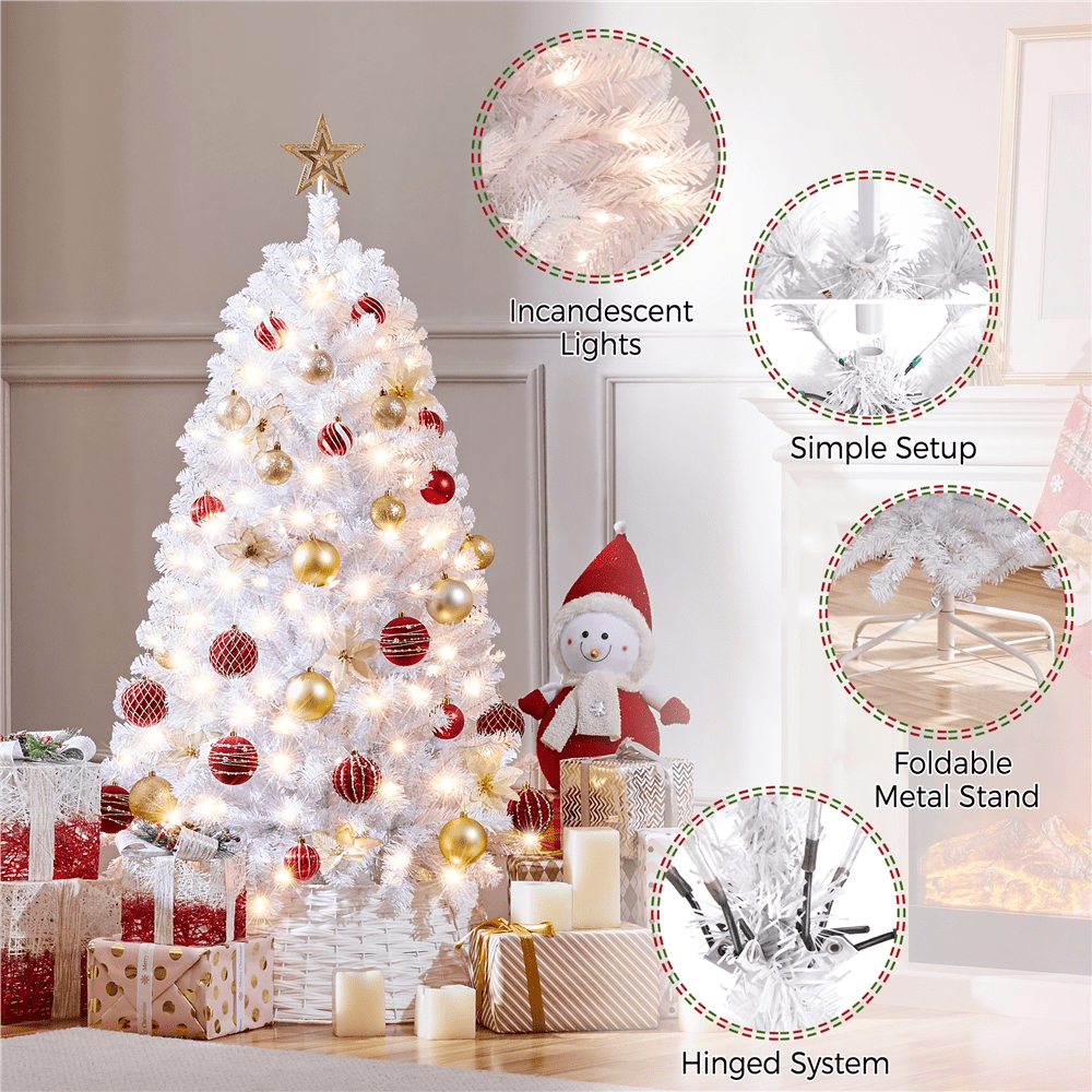 Alden Design 4ft Pre-lit Artificial Christmas Tree with 70 Incandescent Lights, Pink
