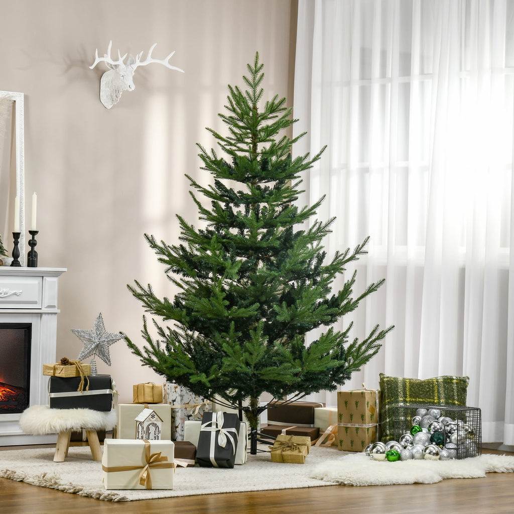 72"H Green Nordic Pine Artificial Christmas Tree, 795 Tips with 2 Layering Kinds, Hinge Section Design for Quick Setup, Flame Retardant, Wide Metal Base, Indoor Holiday Decor