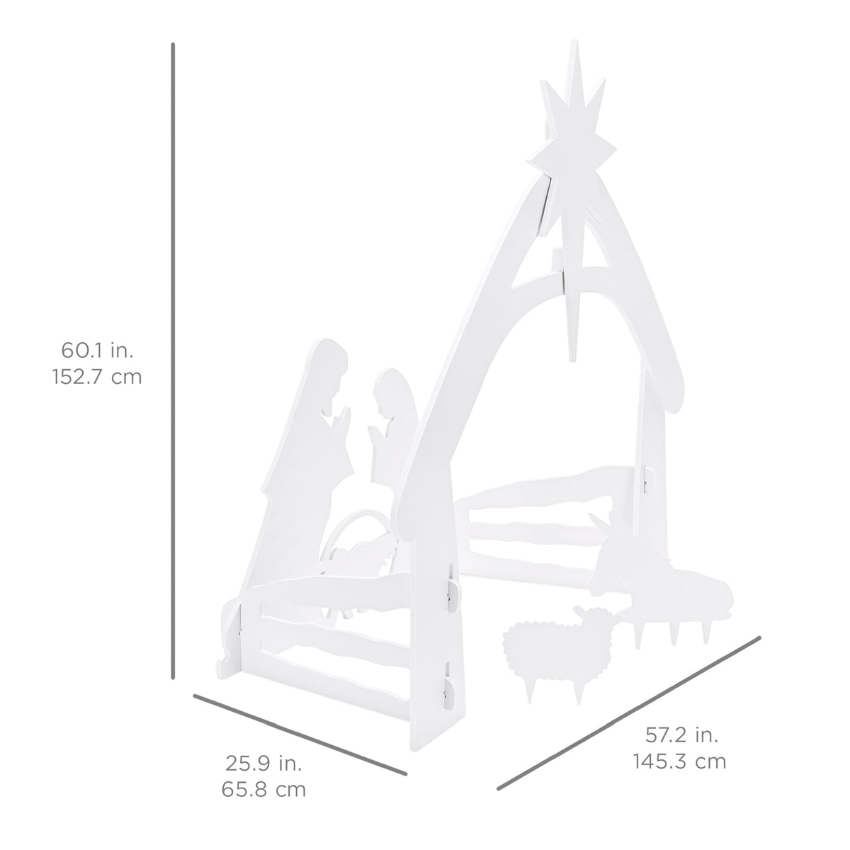 Best Choice Products 4ft Outdoor Nativity Scene, Weather-Resistant Decor, Christmas Family Yard Decoration, PVC - White