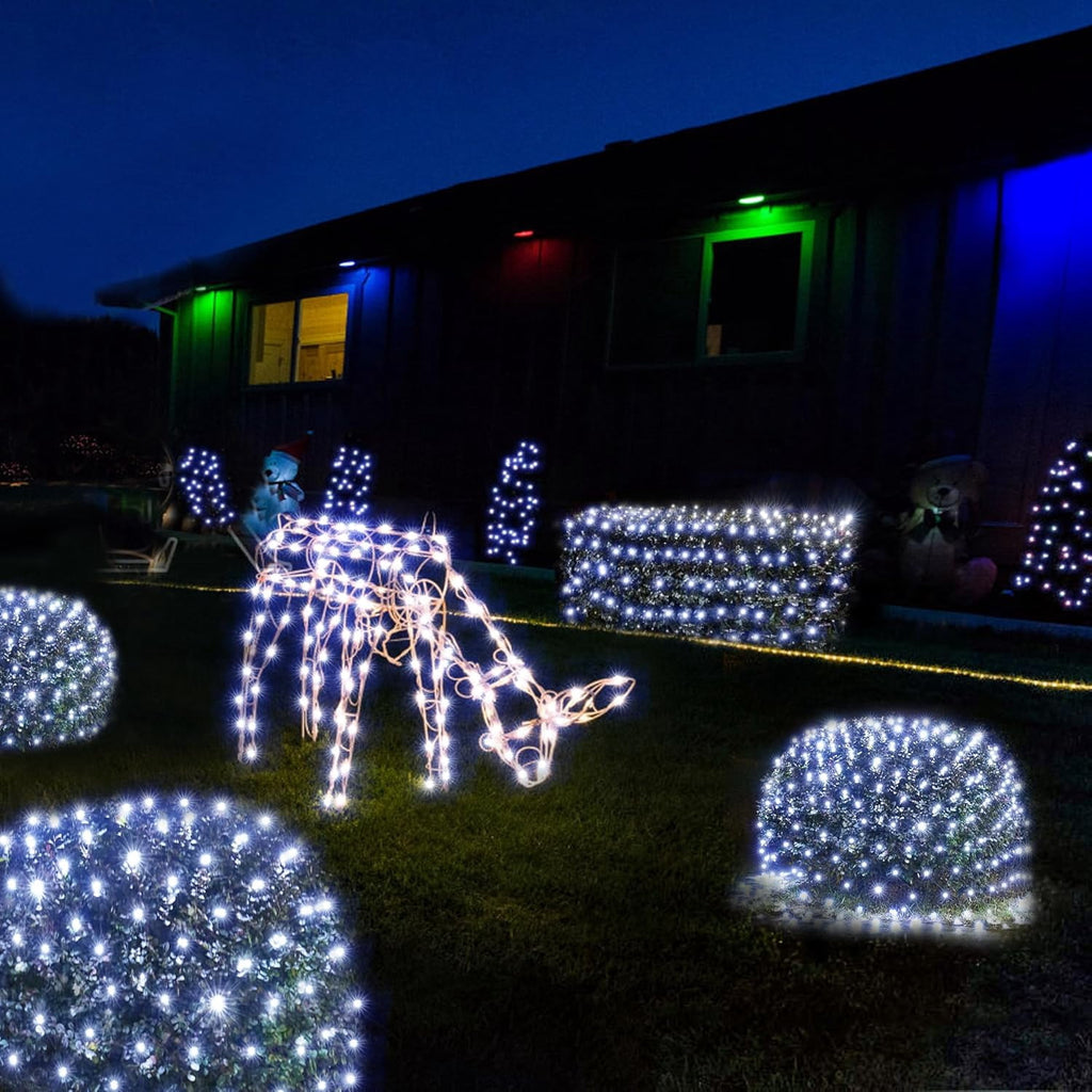 Christmas Net Lights Outdoor, 192 LED 9.8Ft x 6.6Ft Net Lights, Waterproof Christmas Outdoor Mesh Lights for Tree Bushes Holiday Party Garden, Holiday Wedding Party Decorations
