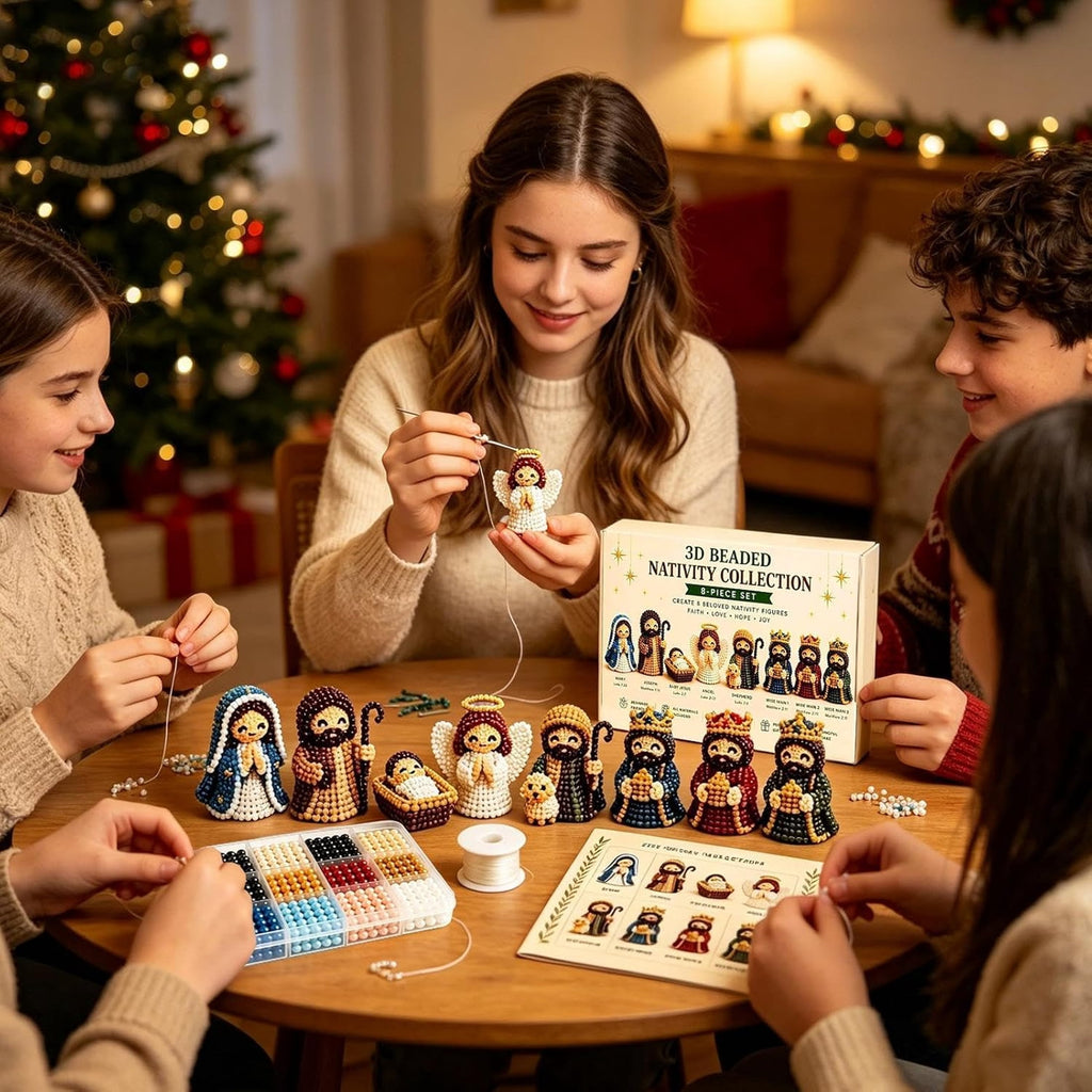 BESTSKY 3D Beaded Nativity Collection Diy Kit, 3D Beaded Nativity Figurine Kit | Festive Seasonal Centerpiece Handmade Ornament Display, for Christians & Diy Craft Lovers