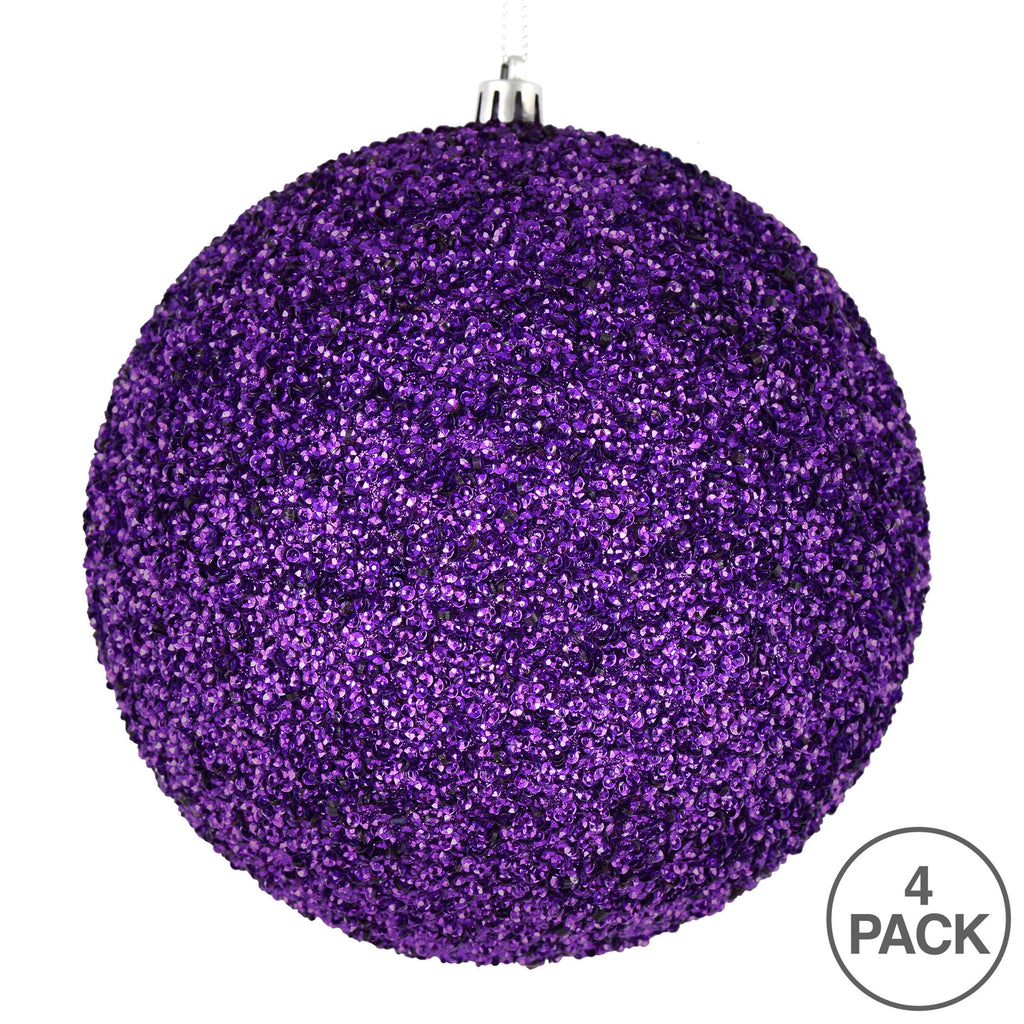 Vickerman 6" Turquoise Beaded Ball Ornament, 4 per Bag