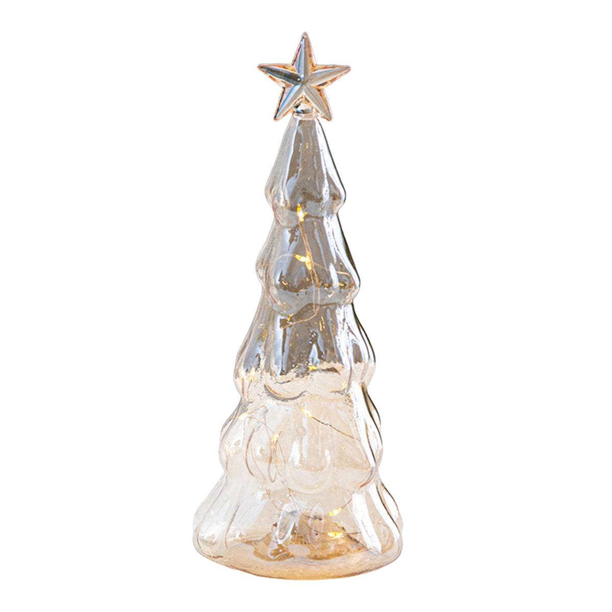 Dserhfy Illuminated Glass Christmas Tree Tabletop Light Up Christmas Tree Figurine for Xmas Home Party Centerpiece Tabletop Mantel Decor