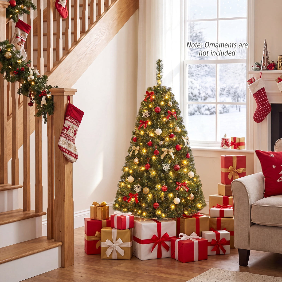 Costway 4 FT Pre-Lit Artificial Christmas Tree with 296 Dense Branch Tips, 100 LED Lights