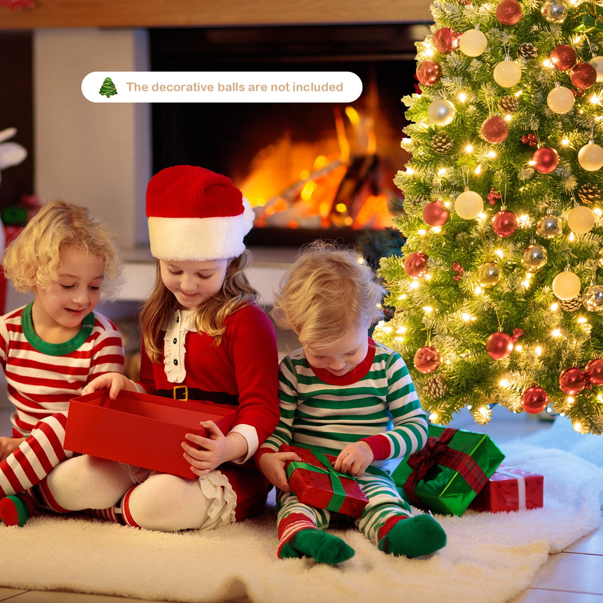 Topbuy 7ft Pre-lit Artificial Christmas Tree Slim Artificial Xmas Tree w/ 350 Replaceable LED Lights & 818 Branch Tips