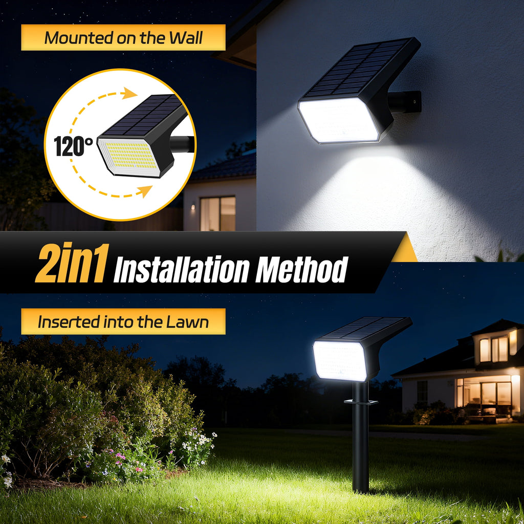 Flaow Solar Lights Outdoor, 8 pack,118 LED Solar Spotlights with 4 Modes, IP67 Waterproof Auto On/Off for Garden, Yard, Pathway, Lawn-Cool White