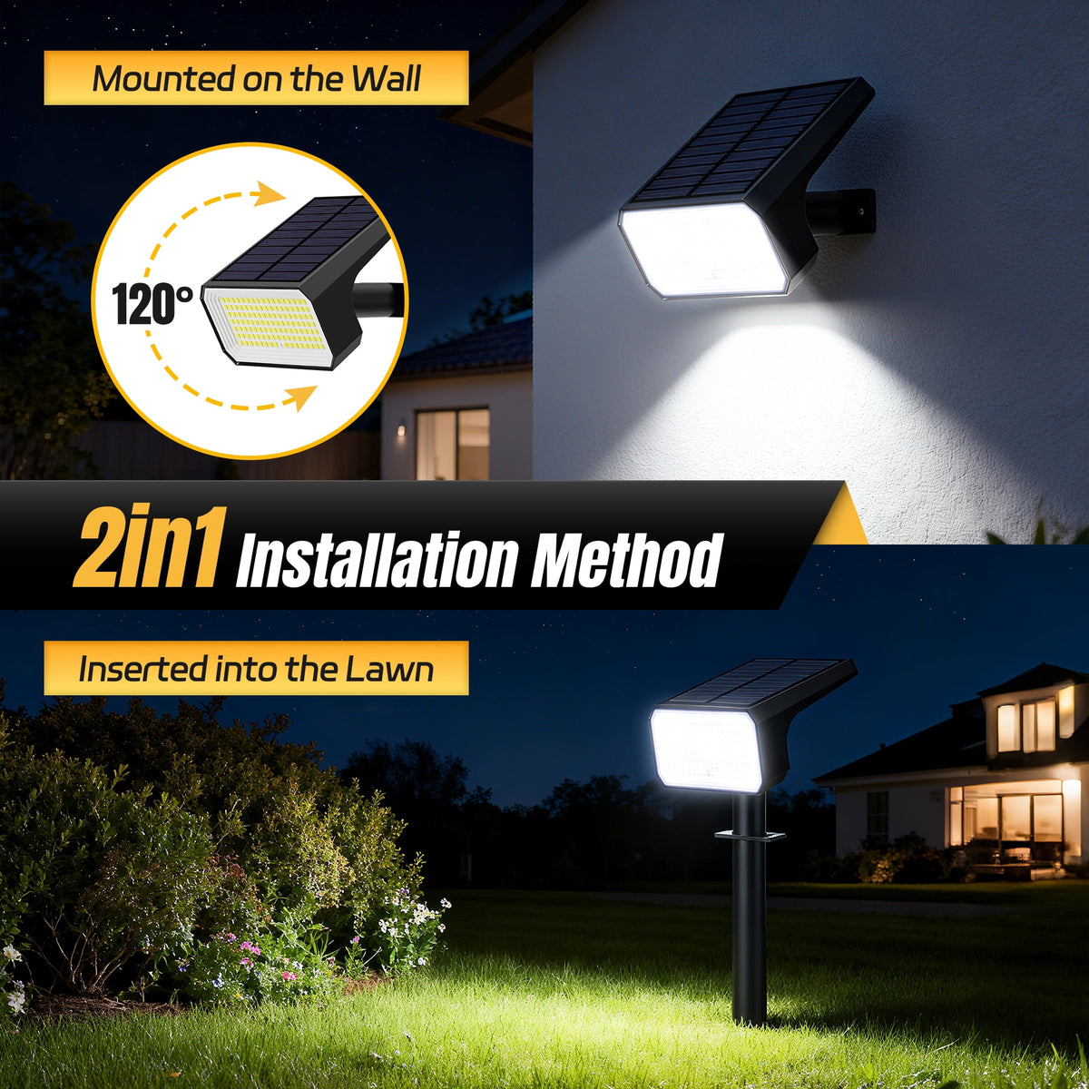 Flaow Solar Lights Outdoor, 8 pack,118 LED Solar Spotlights with 4 Modes, IP67 Waterproof Auto On/Off for Garden, Yard, Pathway, Lawn-Cool White