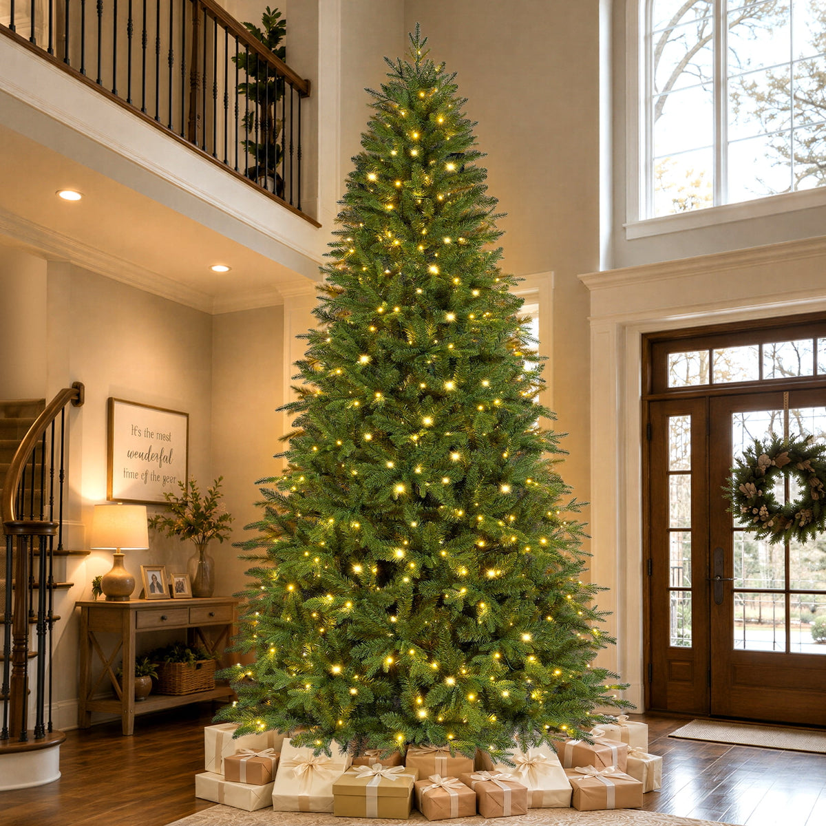 Goosiay Pre-Lit Hinged Artificial Christmas Tree with 100 Warm White and Multicolor LED Lights, PE & PVC Mixed Tips, 4 ft