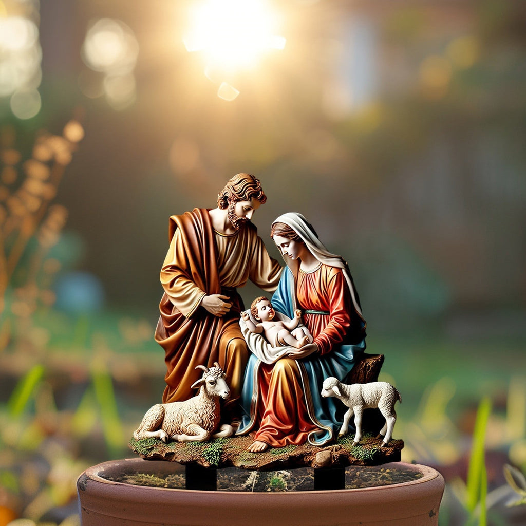 Chamoist Nativity Set,Nativity Scene Indoor,Nativity Sets for Christmas Outdoor,Nativity Scene Christmas Decor,Christmas Nativity Wearresistant Acrylic Ground Insert Pendant Decoration