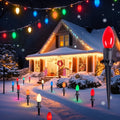ALLJOY 2 Pack Total 51.5 Ft 40 Bulbs C9 Christmas Pathway Lights with Stakes, Outdoor Christmas String Lights,Christmas Decorations for Yard Walkway Sidewalk, Halloween& Christmas Lights