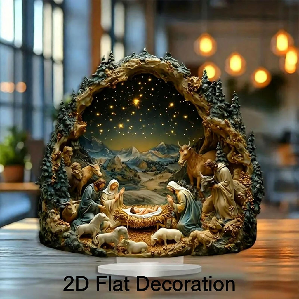 2D Acrylic Nativity Scene Christmas Decoration Set for Home Office Desk Nativity Display
