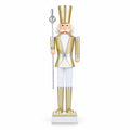 Airfind 4 FT Christmas Nutcracker with High Hat & Beautiful Scepter-White & Golden, Metal Frame, 10.5" x 10.5" x 4' Footprint, White