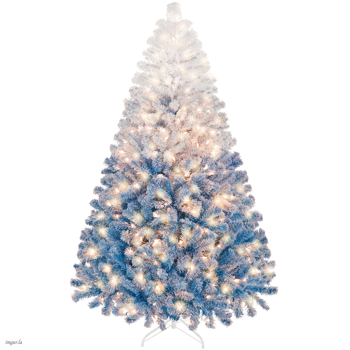 Alden Design 4.5 ft Pre-lit Flocked Christmas Tree with Warm Lights, Frosted White