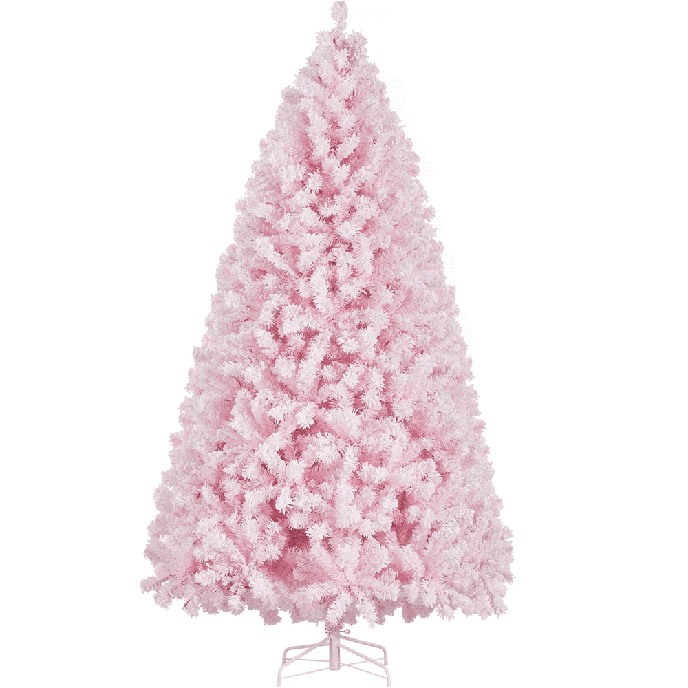 Alden Design 4.5 ft Pre-lit Flocked Christmas Tree with Warm Lights, Frosted White