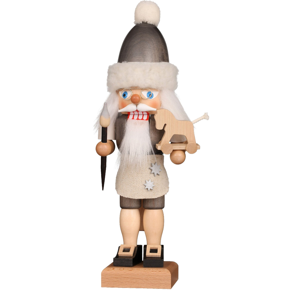 Alexander Taron 11.75” Grey Santa Christmas Handmade Wooden Nutcracker