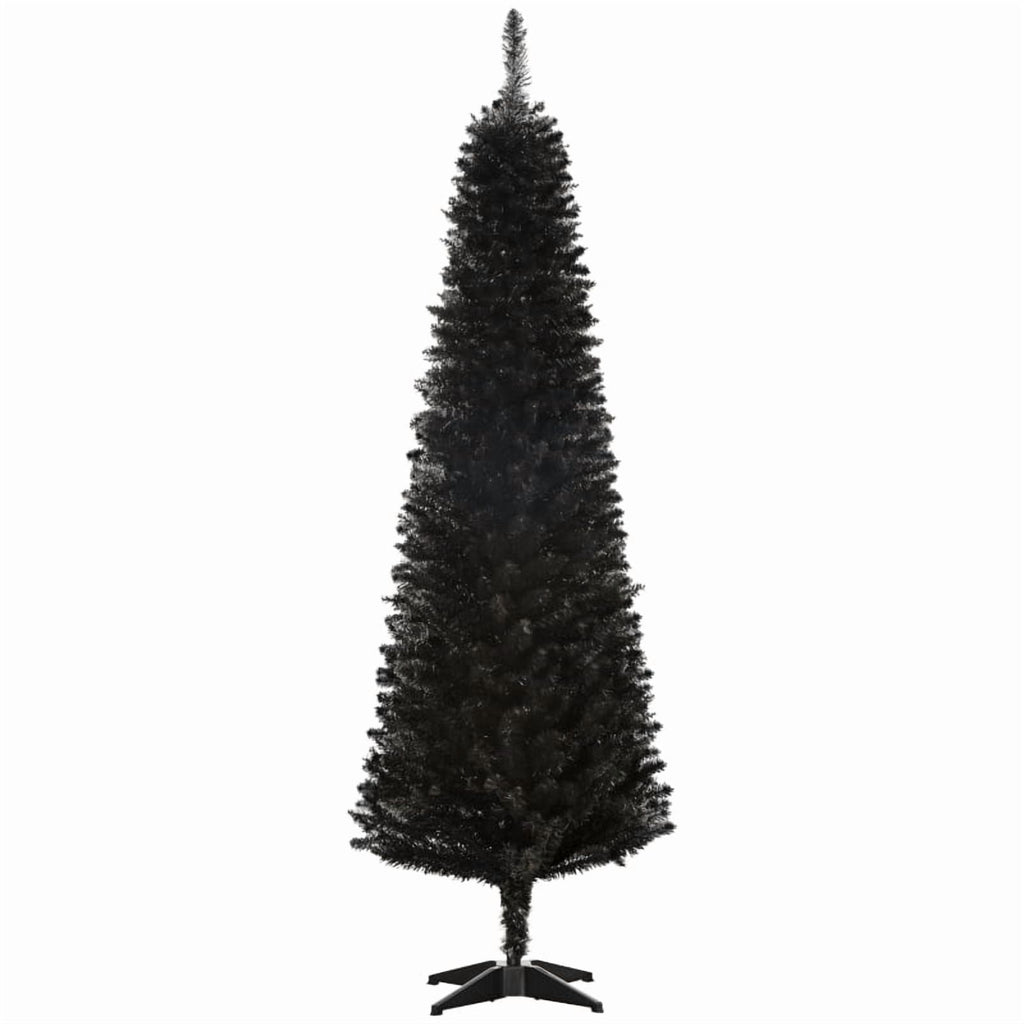 Alvantor Slim Pencil Christmas Tree with 390 Tips, Unlit Artificial Xmas Tree with Plastic Stand 6' Black